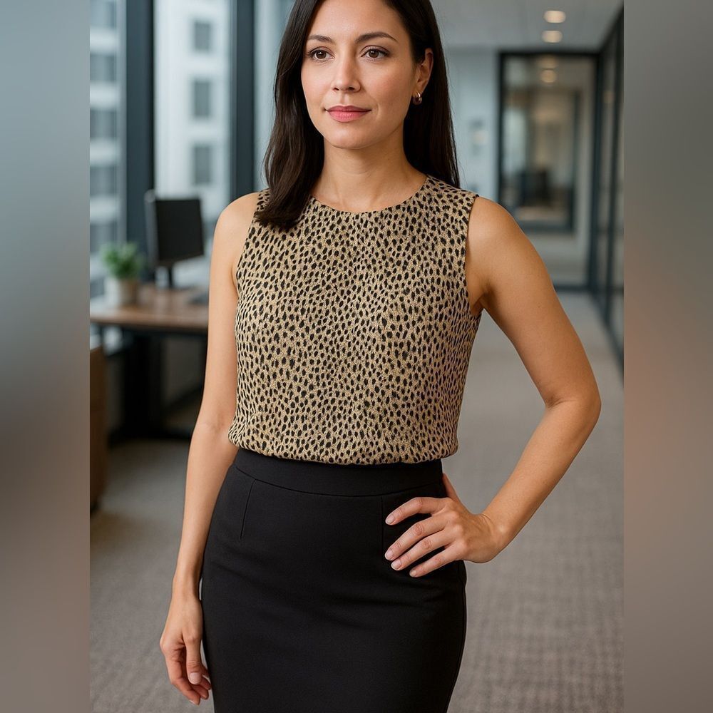 ✨ Vince Camuto Sleeveless Leopard Print Blouse M